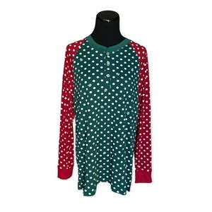 M LuLaRoe Holiday Mark Unisex Henley Long Sleeve Christmas Medium 10-12